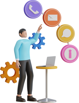 Clients assistance, call center, hotline operator, consultant manager. Customer Support chat, mail, call symbol icon. 3D Illustration